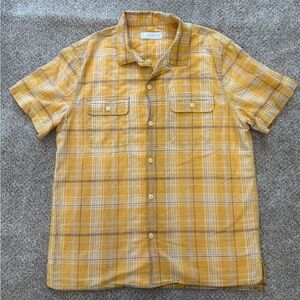 Lucky Brand Yellow Plaid Shirt M